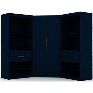 Eden Home 3-Piece Contemporary Wood Semi-Open Corner Closet Set in Blue