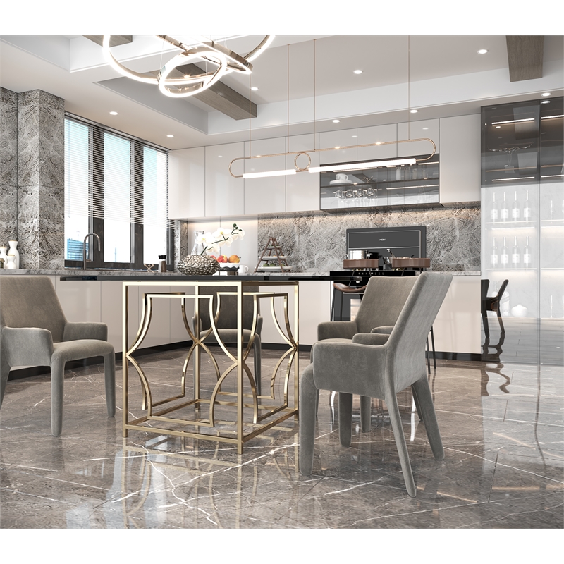 Eden Home Modern Round Metal Dining Table in High Polish Gold Finish