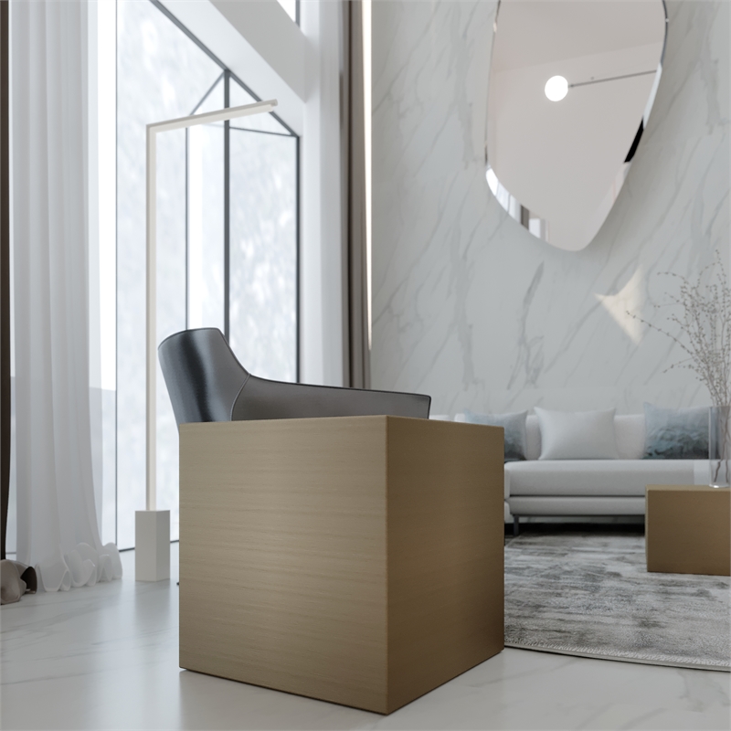 Eden Home Modern Large Square Metal Side Table in Brushed Brass Finish