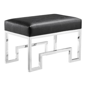 Eden Home Modern 18&quot Stainless Steel/Fabric Stool in Silver/Black Finish
