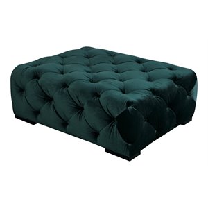Eden Home Traditional 17&quot Rectangular Velvet Ottoman in Green Finish