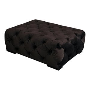 Eden Home Traditional 17&quot Rectangular Velvet Ottoman in Chocolate Finish