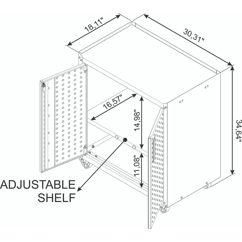 Eden Home Modern Metal Mobile Garage Cabinet with Shelves in White