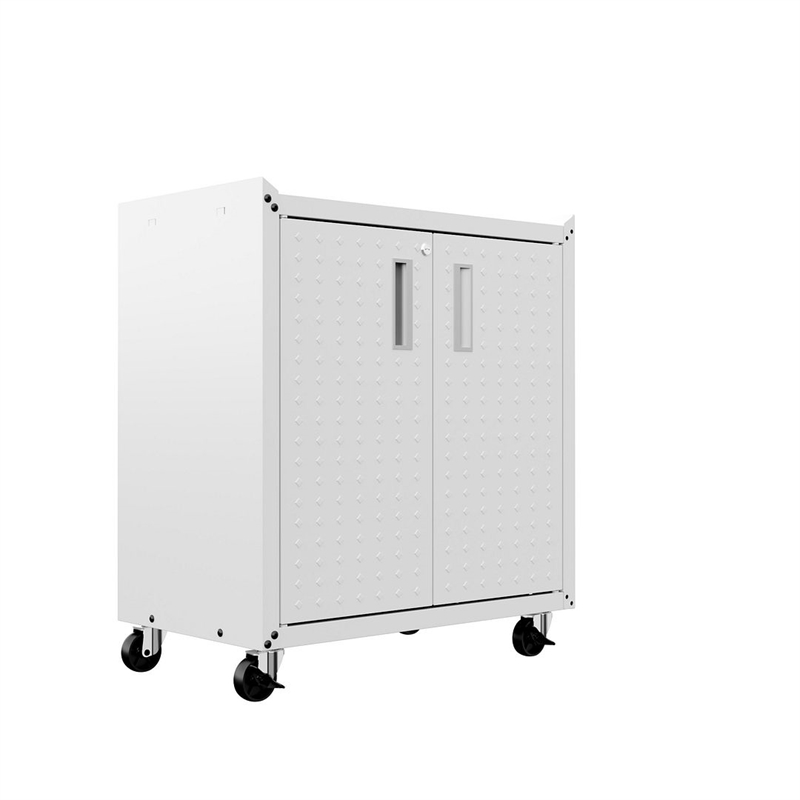 Eden Home Modern Metal Mobile Garage Cabinet with Shelves in White