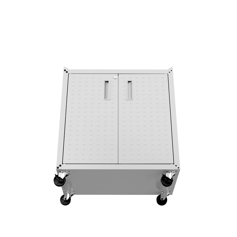 Eden Home Modern Metal Mobile Garage Cabinet with Shelves in White