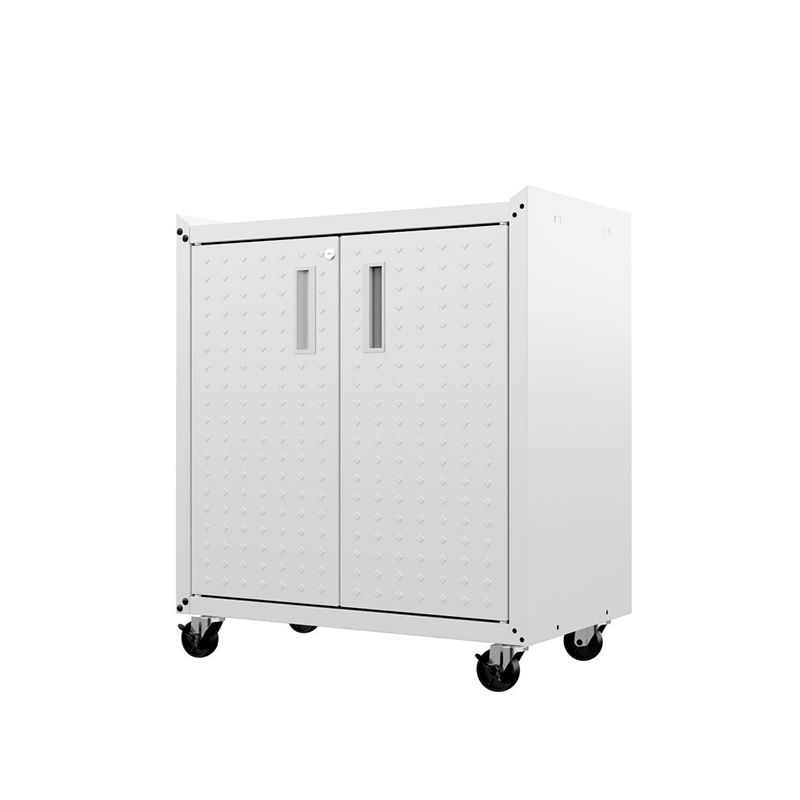 Eden Home Modern Metal Mobile Garage Cabinet with Shelves in White