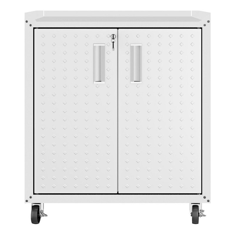 Eden Home Modern Metal Mobile Garage Cabinet with Shelves in White