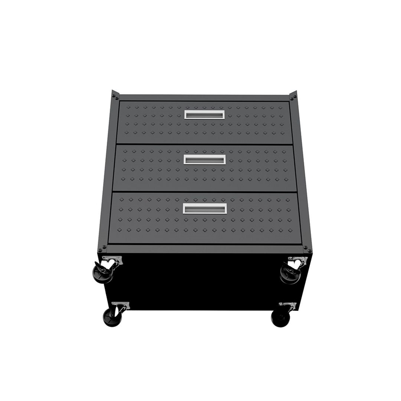 Eden Home Modern Metal Mobile Garage Chest with Drawers in Charcoal
