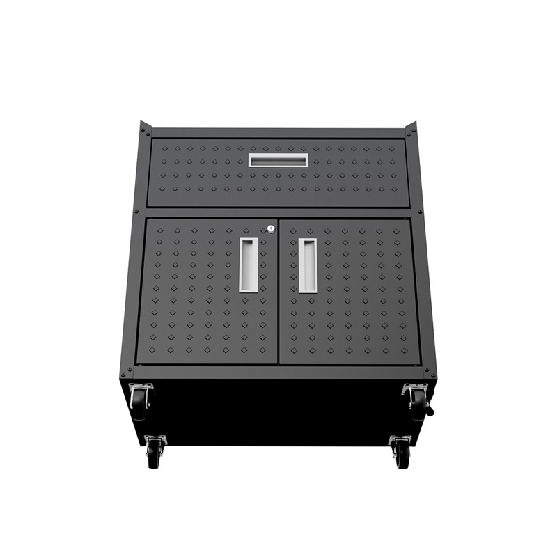 Eden Home Modern Metal Mobile Garage Cabinet with Drawer in Charcoal