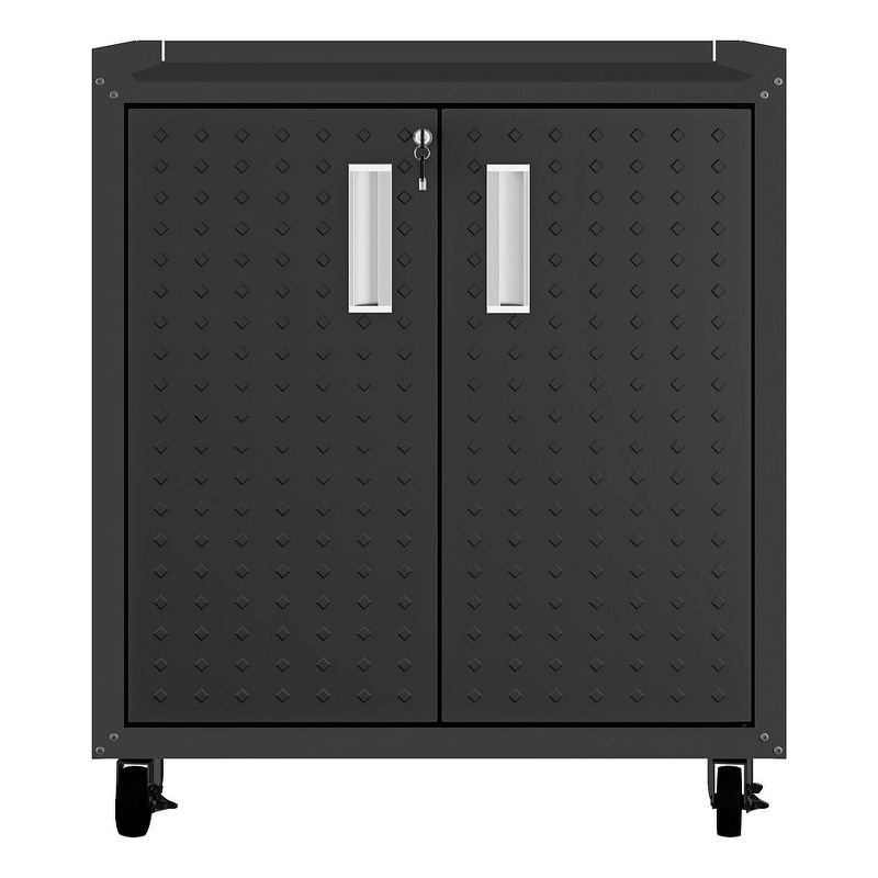 Eden Home Modern Metal Mobile Garage Cabinet with Shelves in Charcoal