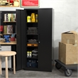 GangMei Metal Storage Cabinet with Locking Doors and Adjustable Shelves in Black