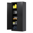 GangMei Metal Storage Cabinet with Locking Doors and Adjustable Shelves in Black