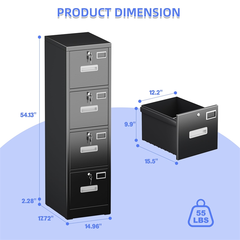 Gangmei 4 Drawer Vertical File Cabinet Metal Office Files Storage Cabinet
