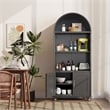 Metal Arched Bookcase 5-Tier Arched Bookcase with Doors