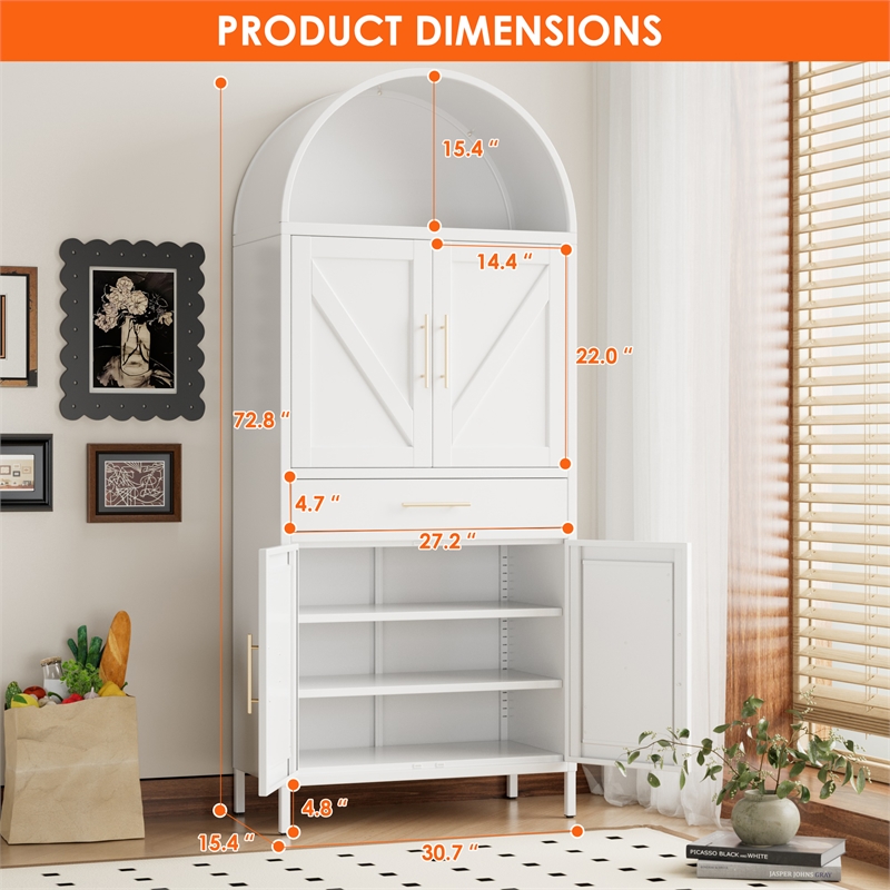 Pantry Cabinet with Adjustable Shelves and Drawer with 2 Doors for Kitchen