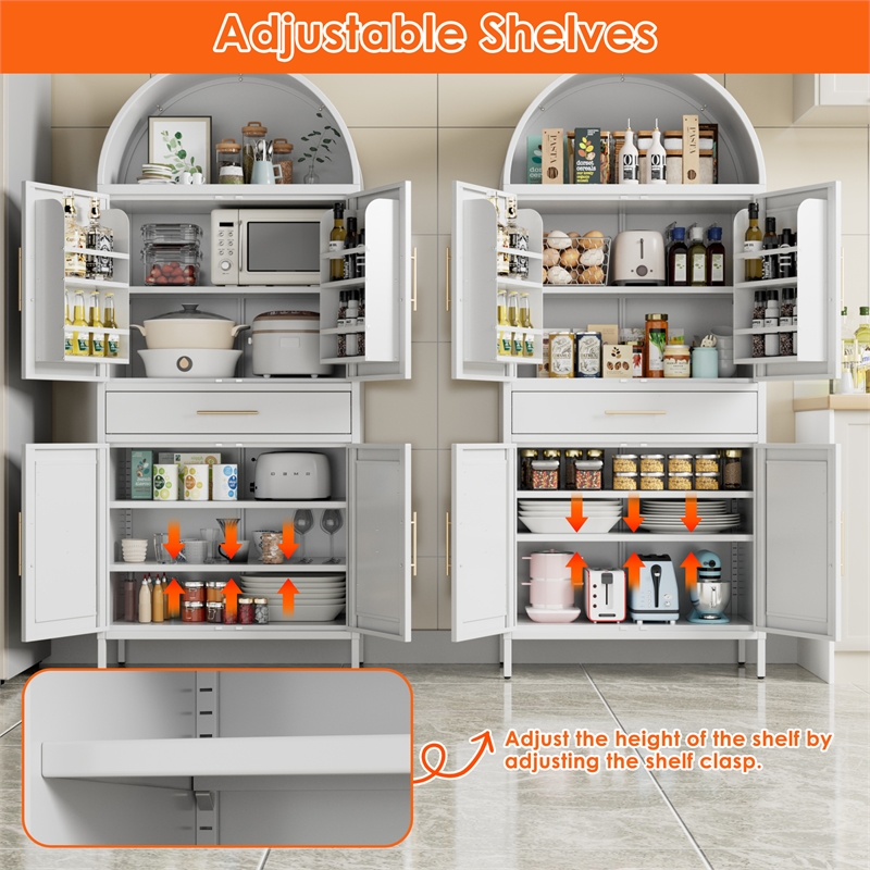 Pantry Cabinet with Adjustable Shelves and Drawer with 2 Doors for Kitchen