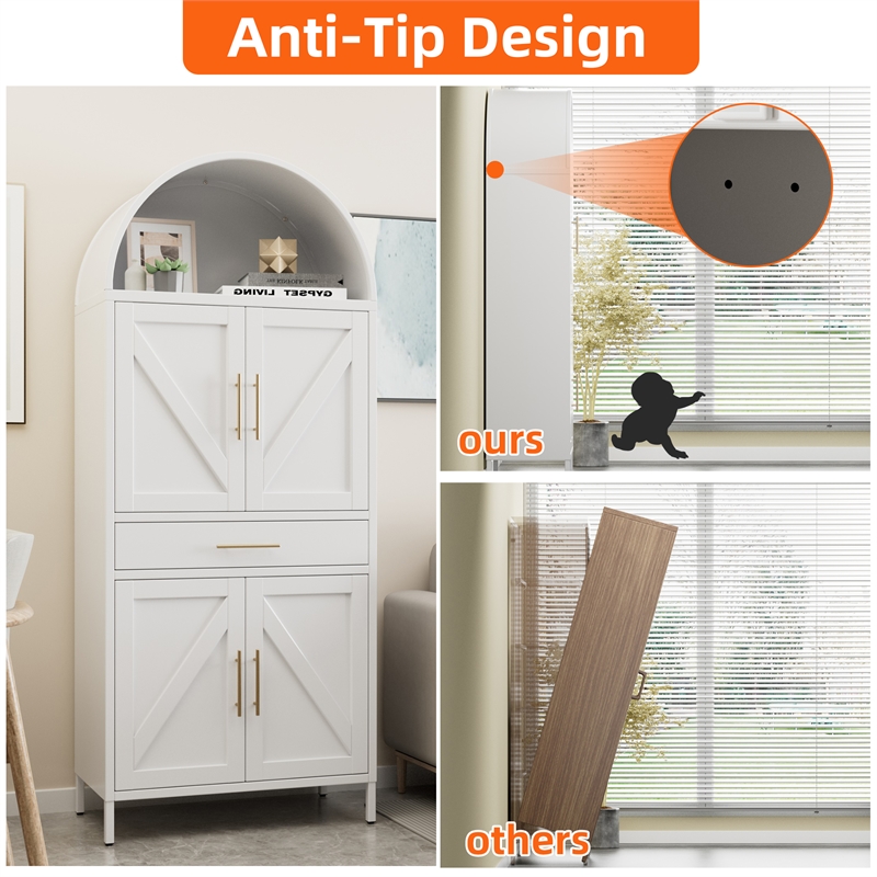 Pantry Cabinet with Adjustable Shelves and Drawer with 2 Doors for Kitchen