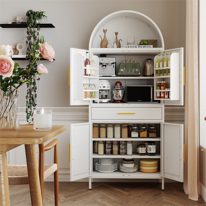 Pantry Cabinet with Adjustable Shelves and Drawer with 2 Doors for Kitchen