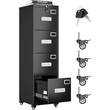 4 Drawer File Cabinet with Lock and Wheels