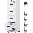 4 Drawer Filing Cabinet with Wheels  Lockable Metal File Cabinet with Name Card