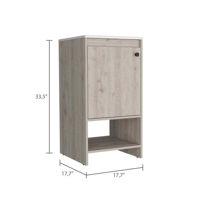 FM FURNITURE Chariot Modern Metal Free Standing Vanity Cabinet in Light Gray