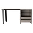 FM FURNITURE Praga 120 Modern Wood Desk with 2-Drawer & 2 Shelves in Light Gray