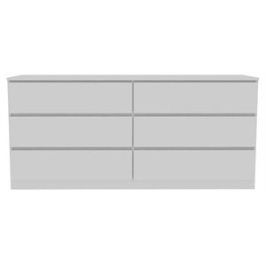 FM FURNITURE Seul Modern 6-Drawer Wood Bedroom Double Dresser in White
