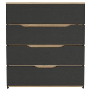 FM Furniture California Modern 4-Drawer Wood Bedroom Dresser in Black/Light Oak