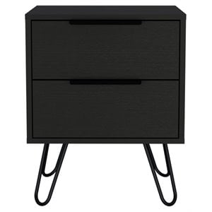 FM FURNITURE Nuvo Modern Metal Bedroom Nightstand with 2-Drawer in Black