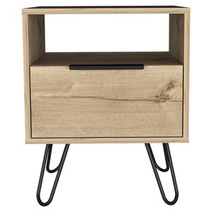 FM FURNITURE Vienna Modern Metal Night Stand with Two Shelves in Black