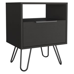 FM FURNITURE Vienna Modern Metal Night Stand with Two Shelves in Light Oak