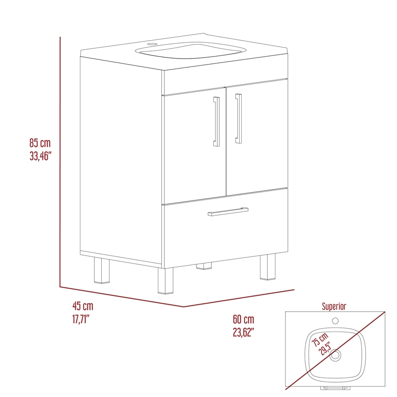 FM FURNITURE Otello Engineered Wood Single Bathroom Vanity in White