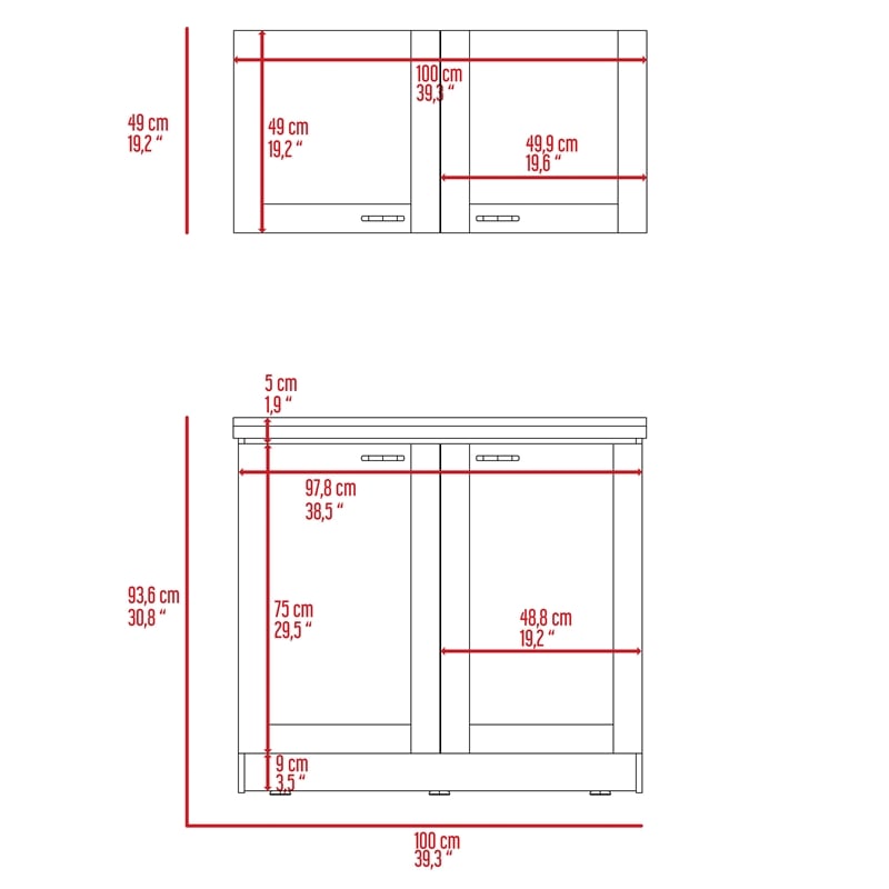 FM FURNITURE Perseus 1- Shelf Engineered Wood Cabinet Set in White