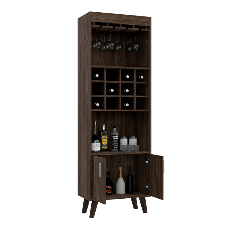 FM FURNITURE Bar Cabinet Edessa Engineered Woodin Dark Walnut