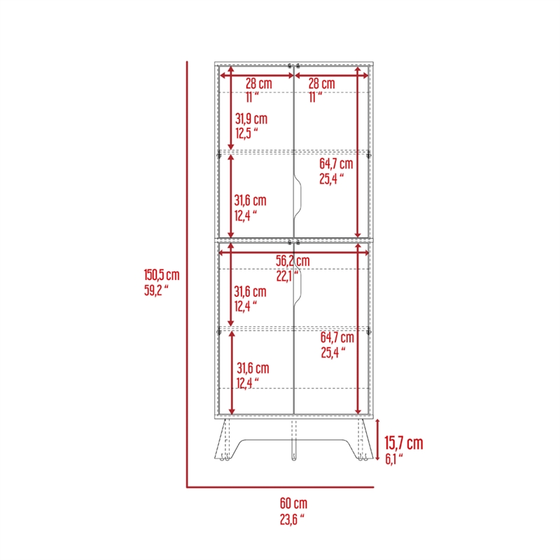 FM FURNITURE Zurich Engineered Wood Double Kitchen Pantry in Light Oak/White