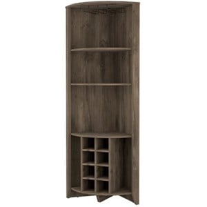 FM FURNITURE Bouvet Corner Bar Cabinet Engineered Wood Dark Brown