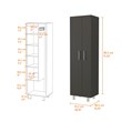 FM FURNITURE Norway Broom Closet Pantry Black Wengue / White Engineered Wood