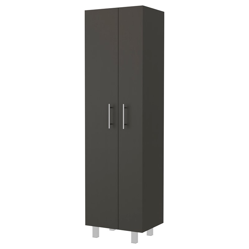 FM FURNITURE Norway Broom Closet Pantry Black Wengue / White Engineered Wood