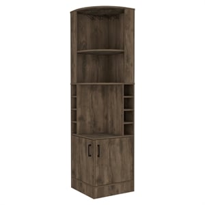 FM FURNITURE Seattle Bar Cabinet with 2 Doors Engineered Wood Dark Brown