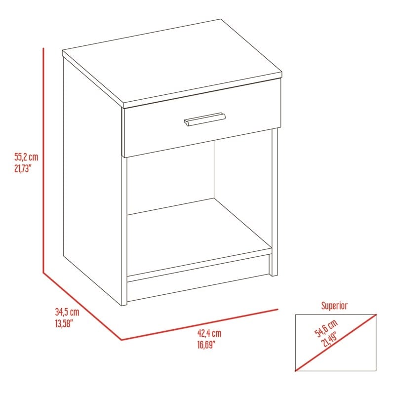 FM FURNITURE Pictor Nightstand Light Gray made of Engineered Wood