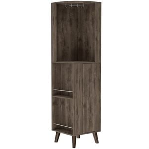 FM FURNITURE Quinn Corner Bar Cabinet Engineered Wood Dark Brown