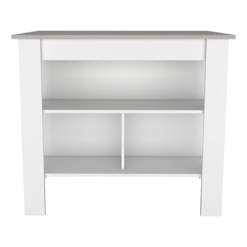 FM FURNITURE Brooklyn 3-Shelf Engineered Wood Kitchen Island White / Ibiza