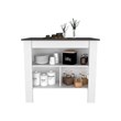 FM FURNITURE Brooklyn 3-Shelf Modern Engineered Wood Kitchen Island White