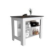 FM FURNITURE Brooklyn 3-Shelf Modern Engineered Wood Kitchen Island White