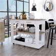 FM FURNITURE Brooklyn 46 Kitchen Island with Two Drawers Engineered Wood White