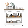 FM FURNITURE Brooklyn 46 Kitchen Island with Two Drawers Engineered Wood White