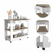 FM FURNITURE Brooklyn 46 Kitchen Island with Two Drawers Engineered Wood White