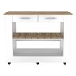 FM FURNITURE Brooklyn 46 Kitchen Island with Two Drawers Engineered Wood White