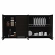 FM FURNITURE Sitka Wall Cabinet with Four Doors Engineered Wood Black