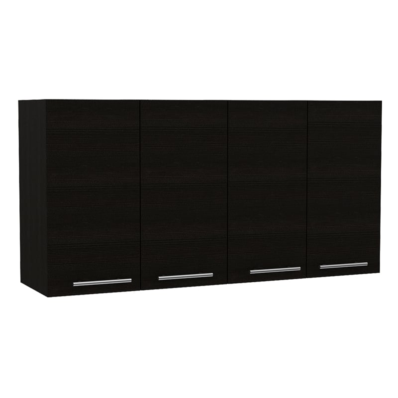 FM FURNITURE Sitka Wall Cabinet with Four Doors Engineered Wood Black